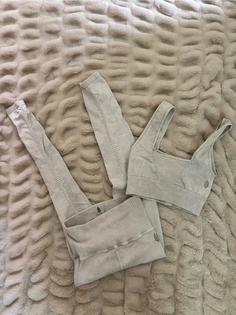 Free People Movement Light Gray Seamless Sports Bra and Legging Set